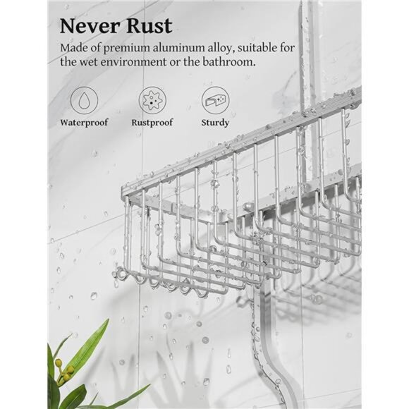 Shower Caddy Hanging - Never Rust Shower Organizer - Aluminum - Picture 4 of 7